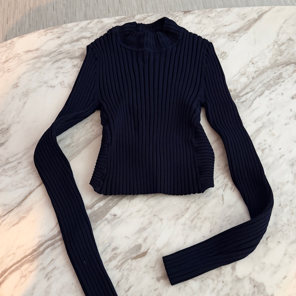 Aje Navy Textured Top